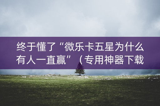 终于懂了“微乐卡五星为什么有人一直赢”（专用神器下载)