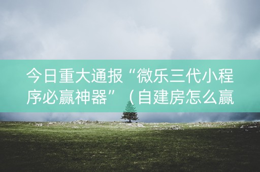 今日重大通报“微乐三代小程序必赢神器”（自建房怎么赢)