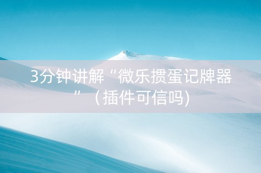 3分钟讲解“微乐掼蛋记牌器”（插件可信吗)