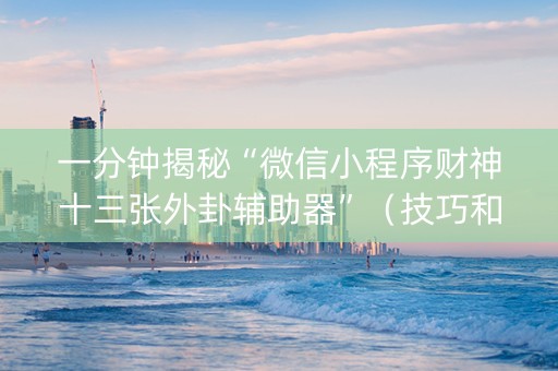 一分钟揭秘“微信小程序财神十三张外卦辅助器”（技巧和打好牌方法)