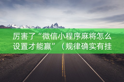 厉害了“微信小程序麻将怎么设置才能赢”（规律确实有挂)
