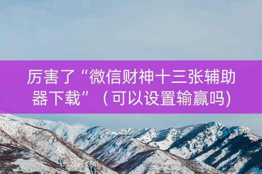 厉害了“微信财神十三张辅助器下载”（可以设置输赢吗)