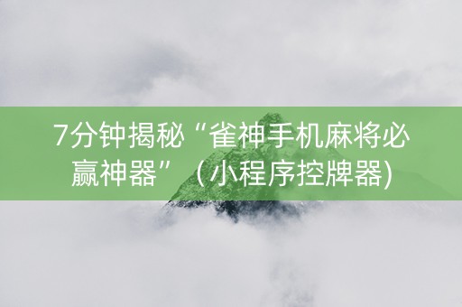7分钟揭秘“雀神手机麻将必赢神器”（小程序控牌器)