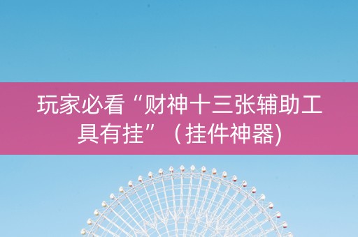 玩家必看“财神十三张辅助工具有挂”（挂件神器)