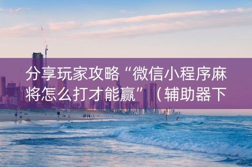 分享玩家攻略“微信小程序麻将怎么打才能赢”（辅助器下载)