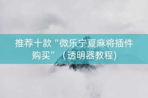 推荐十款“微乐宁夏麻将插件购买”（透明器教程)