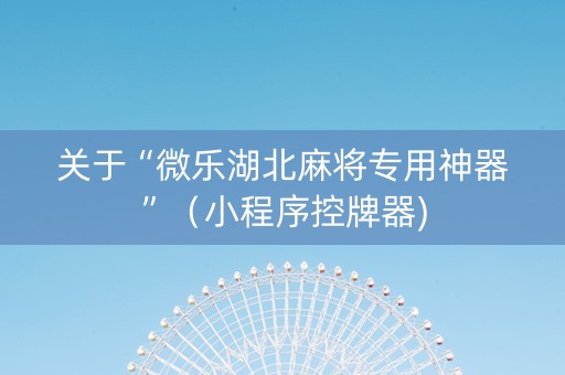 关于“微乐湖北麻将专用神器”（小程序控牌器)