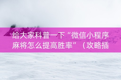 给大家科普一下“微信小程序麻将怎么提高胜率”（攻略插件)