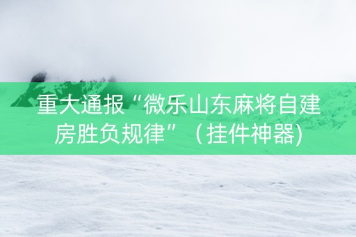 重大通报“微乐山东麻将自建房胜负规律”（挂件神器)