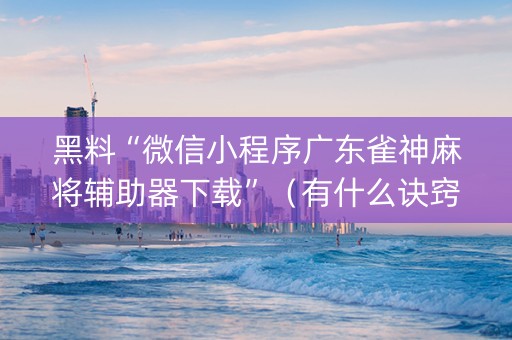 黑料“微信小程序广东雀神麻将辅助器下载”（有什么诀窍)