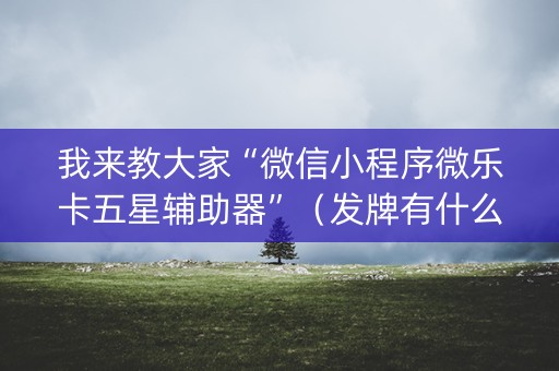 我来教大家“微信小程序微乐卡五星辅助器”（发牌有什么规律吗)