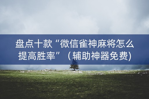 盘点十款“微信雀神麻将怎么提高胜率”（辅助神器免费)