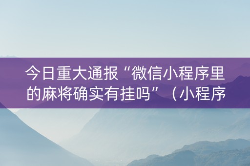 今日重大通报“微信小程序里的麻将确实有挂吗”（小程序怎么才会赢)