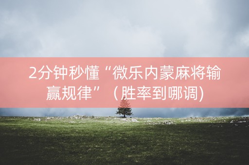 2分钟秒懂“微乐内蒙麻将输赢规律”（胜率到哪调)
