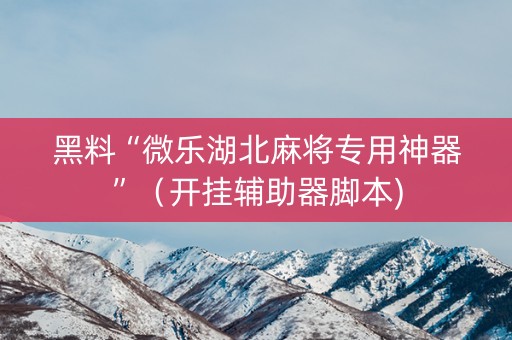 黑料“微乐湖北麻将专用神器”（开挂辅助器脚本)
