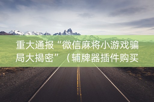 重大通报“微信麻将小游戏骗局大揭密”（辅牌器插件购买)