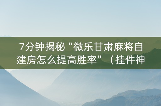 7分钟揭秘“微乐甘肃麻将自建房怎么提高胜率”（挂件神器)