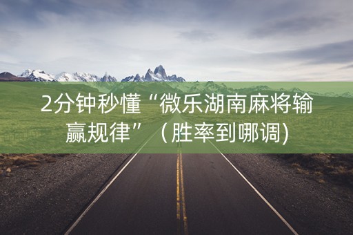 2分钟秒懂“微乐湖南麻将输赢规律”（胜率到哪调)