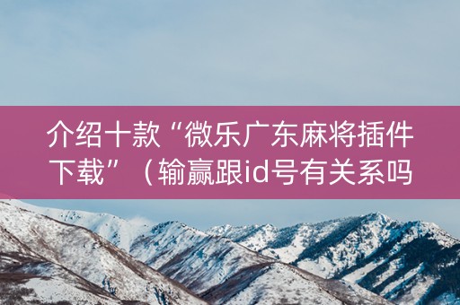 介绍十款“微乐广东麻将插件下载”（输赢跟id号有关系吗)