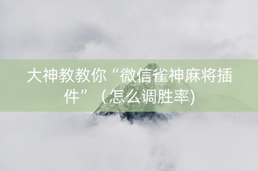 大神教教你“微信雀神麻将插件”（怎么调胜率)