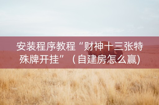 安装程序教程“财神十三张特殊牌开挂”（自建房怎么赢)