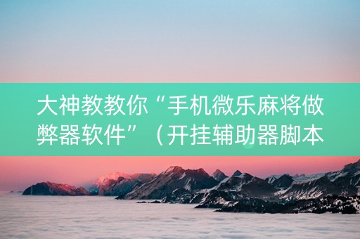 大神教教你“手机微乐麻将做弊器软件”（开挂辅助器脚本)