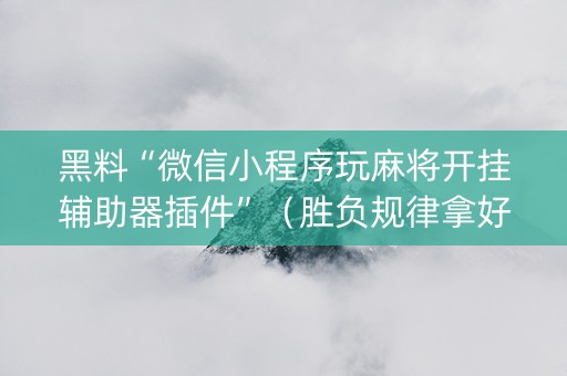 黑料“微信小程序玩麻将开挂辅助器插件”（胜负规律拿好牌)
