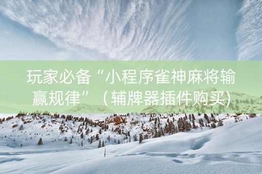 玩家必备“小程序雀神麻将输赢规律”（辅牌器插件购买)