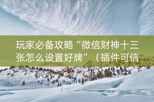 玩家必备攻略“微信财神十三张怎么设置好牌”（插件可信吗)