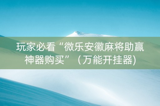 玩家必看“微乐安徽麻将助赢神器购买”（万能开挂器)