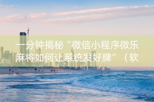 一分钟揭秘“微信小程序微乐麻将如何让系统发好牌”（软挂神器)