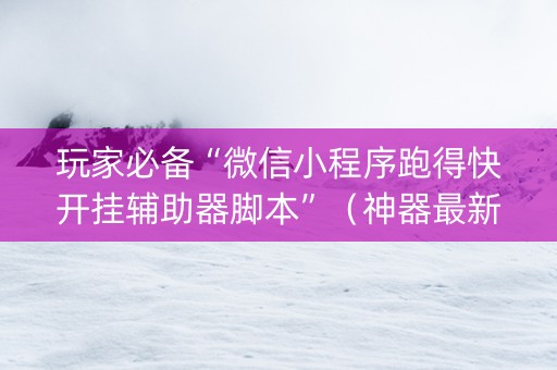 玩家必备“微信小程序跑得快开挂辅助器脚本”（神器最新免费)