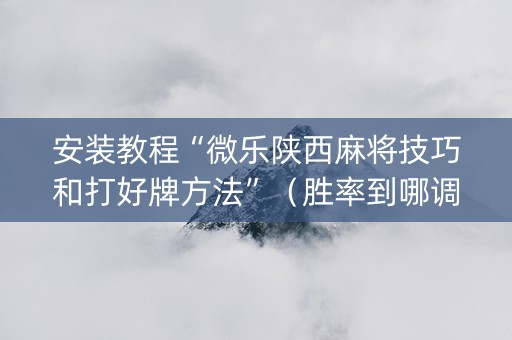 安装教程“微乐陕西麻将技巧和打好牌方法”（胜率到哪调)