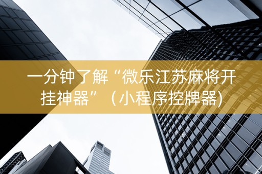 一分钟了解“微乐江苏麻将开挂神器”（小程序控牌器)