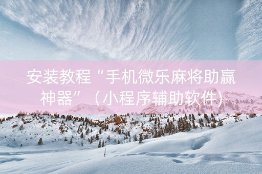 安装教程“手机微乐麻将助赢神器”（小程序辅助软件)