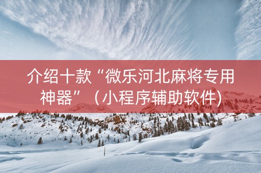 介绍十款“微乐河北麻将专用神器”（小程序辅助软件)