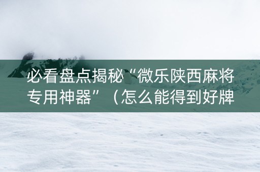 必看盘点揭秘“微乐陕西麻将专用神器”（怎么能得到好牌)