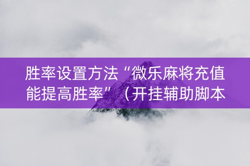 胜率设置方法“微乐麻将充值能提高胜率”（开挂辅助脚本)