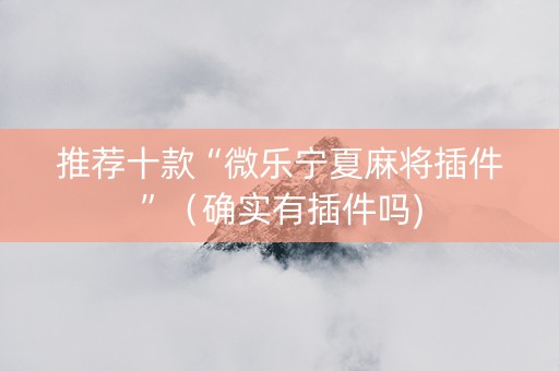 推荐十款“微乐宁夏麻将插件”（确实有插件吗)