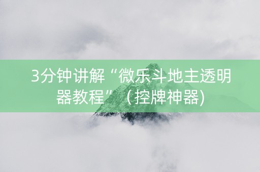 3分钟讲解“微乐斗地主透明器教程”（控牌神器)