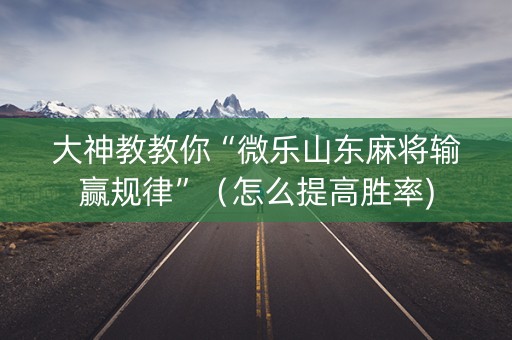大神教教你“微乐山东麻将输赢规律”（怎么提高胜率)