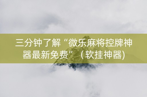 三分钟了解“微乐麻将控牌神器最新免费”（软挂神器)