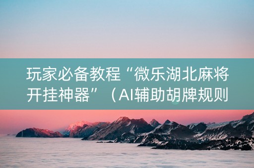 玩家必备教程“微乐湖北麻将开挂神器”（AI辅助胡牌规则)
