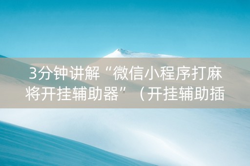 3分钟讲解“微信小程序打麻将开挂辅助器”（开挂辅助插件)