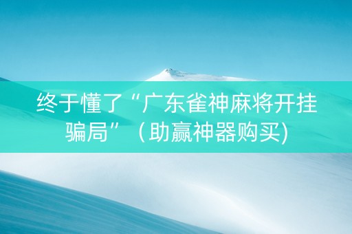 终于懂了“广东雀神麻将开挂骗局”（助赢神器购买)