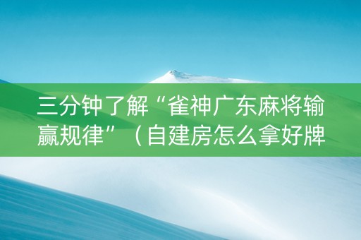 三分钟了解“雀神广东麻将输赢规律”（自建房怎么拿好牌)