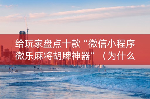给玩家盘点十款“微信小程序微乐麻将胡牌神器”（为什么有人一直赢)