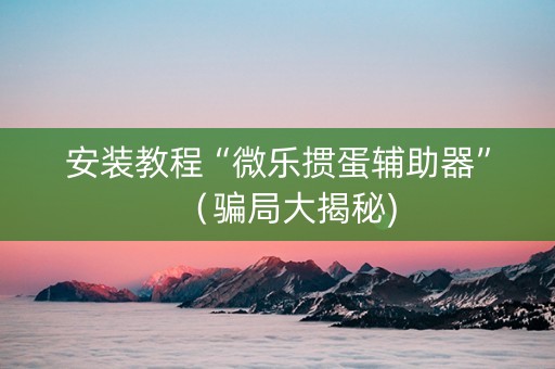 安装教程“微乐掼蛋辅助器”（骗局大揭秘)