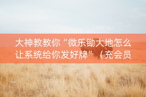 大神教教你“微乐锄大地怎么让系统给你发好牌”（充会员胜率高)