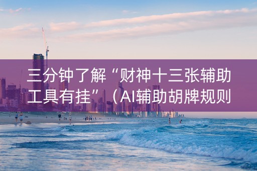 三分钟了解“财神十三张辅助工具有挂”（AI辅助胡牌规则)